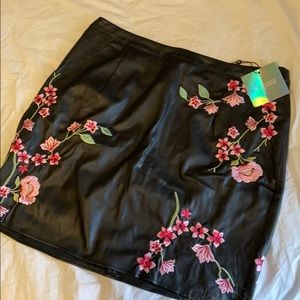 leather embroidered skirt